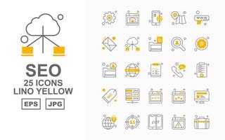 25 paquete de iconos premium amarillo lino seo vector