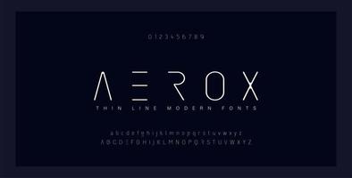 Abstract thin line font alphabet set vector