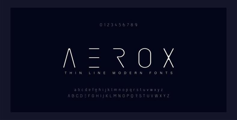 Abstract thin line font alphabet set