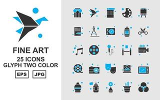 25 Premium Fine Arts Glyph Two Color Icon Pack vector