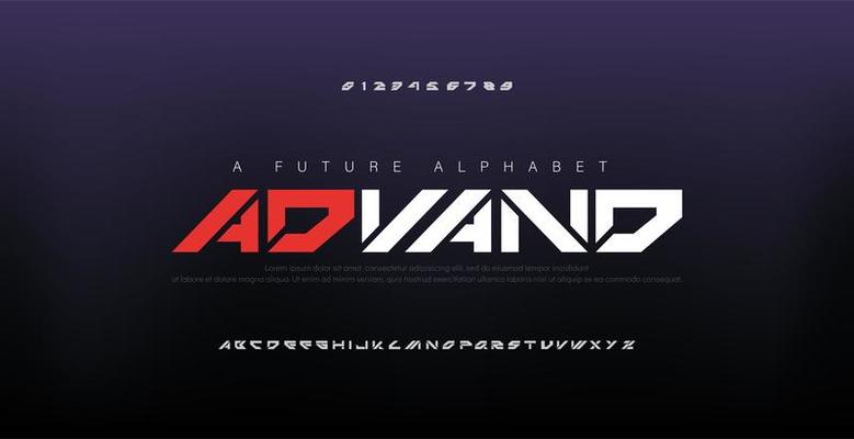 Abstract digital modern alphabet fonts