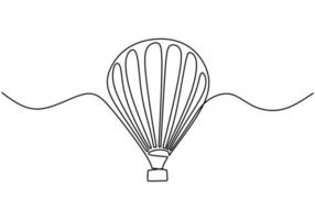 Continuous line drawing icon hot air balloon. Happy holiday with air balloon. vector