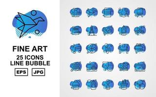 25 paquete de iconos de burbujas de línea de bellas artes premium vector