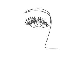 One continuous line drawing of woman eye minimalistic linear sketch.