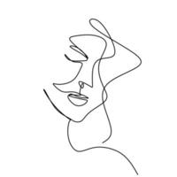Vector abstract trendy illustration of one line drawing of woman.