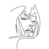 Vector abstract trendy illustration of one line drawing of woman.