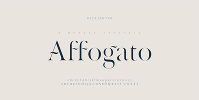 Elegant alphabet letters font and number set vector