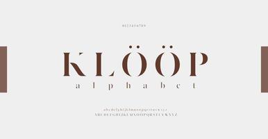 Alphabet elegant letters font and number set vector