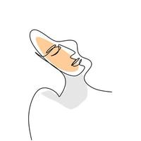 Abstract poster woman face. One line drawing style. Female beauty fashion minimalist concept. vector