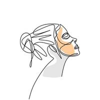 cartel abstracto rostro de mujer. estilo de dibujo de una línea. concepto minimalista de moda de belleza femenina. vector