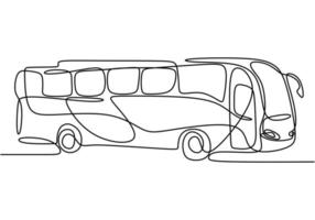 Single continuous line drawing of school bus. Regularly used to transport students. Back to school concept isolated on white background. Minimalism style. Vector design illustration