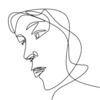Woman face continuous line drawing. Beauty fashion female young figure. vector