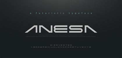 Abstract technology space font and alphabet vector