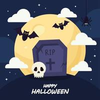 feliz halloween con diseño vectorial grave vector