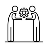 coworkers men with gear line style icon vector design