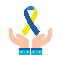 down syndrome ribbon over hands flat style icon vector design