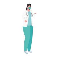 woman doctor with medical mask vector design
