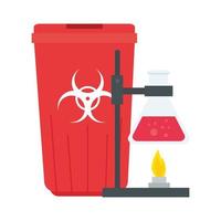 laboratory flask over flame and trash vector design