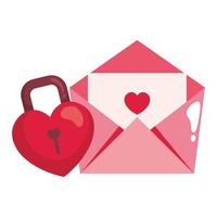 padlock in shape heart and envelope isolated icon vector