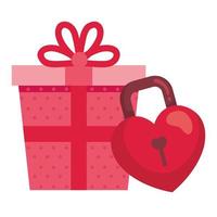 gift box with padlock in shape heart isolated icon vector