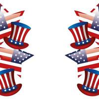 frame of top hats traditional of usa with stars vector