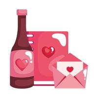 notebook with bottle wine and envelope vector