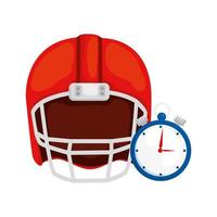 Cronómetro con casco de fútbol americano icono aislado vector