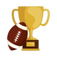 cup trophy with ball american football isolated icon vector