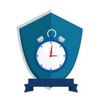 chronometer time in shield isolated icon vector