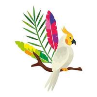 pájaro loro en rama de árbol icono aislado vector