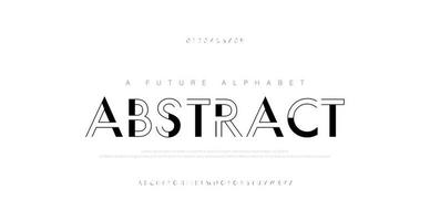 Abstract urban thin line font alphabet set vector