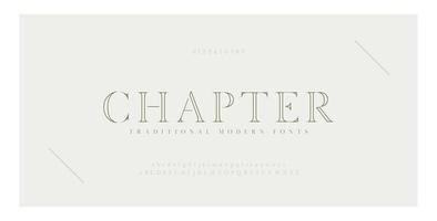 Elegant alphabet letters serif font and number set vector