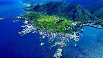 Blue ocean near a costal city photo