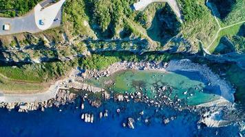 Aerial view of boats and buildings photo