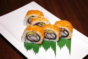 Orange sushi rolls photo