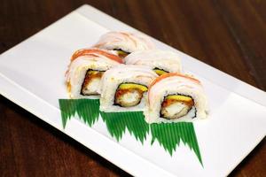 Sushi rolls on plate photo