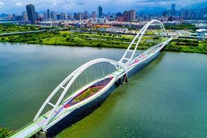 New Taipei City, Taiwan, July 11, 2018 - Aerial view of the Crescent Bridge photo