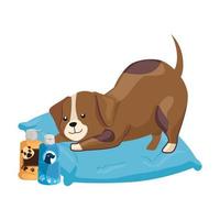 cute dog with objects for care vector