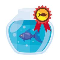 round glass fish bowl with stamp isolated icon vector