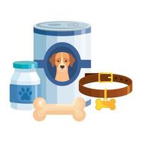 food for dog in can with icons vector