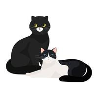 Grupo de gatos animales icono aislado vector