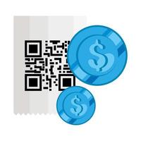 classic qr code with coins isolated icon vector