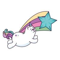 cute cat unicorn with shooting star vector