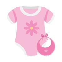 cute clothes baby girl with bib isolated icon vector