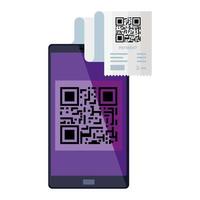 qr code paper and smartphone vector design