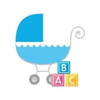 baby cart transportation with cubes toy isolated icon vector