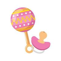 rattle baby toy with pacifier isolated icon vector