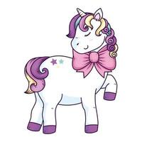 cute unicorn fantasy with bow ribbon vector