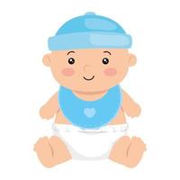 cute little baby boy with bib isolated icon vector