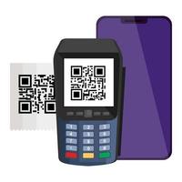 smartphone and dataphone with scan code qr vector
